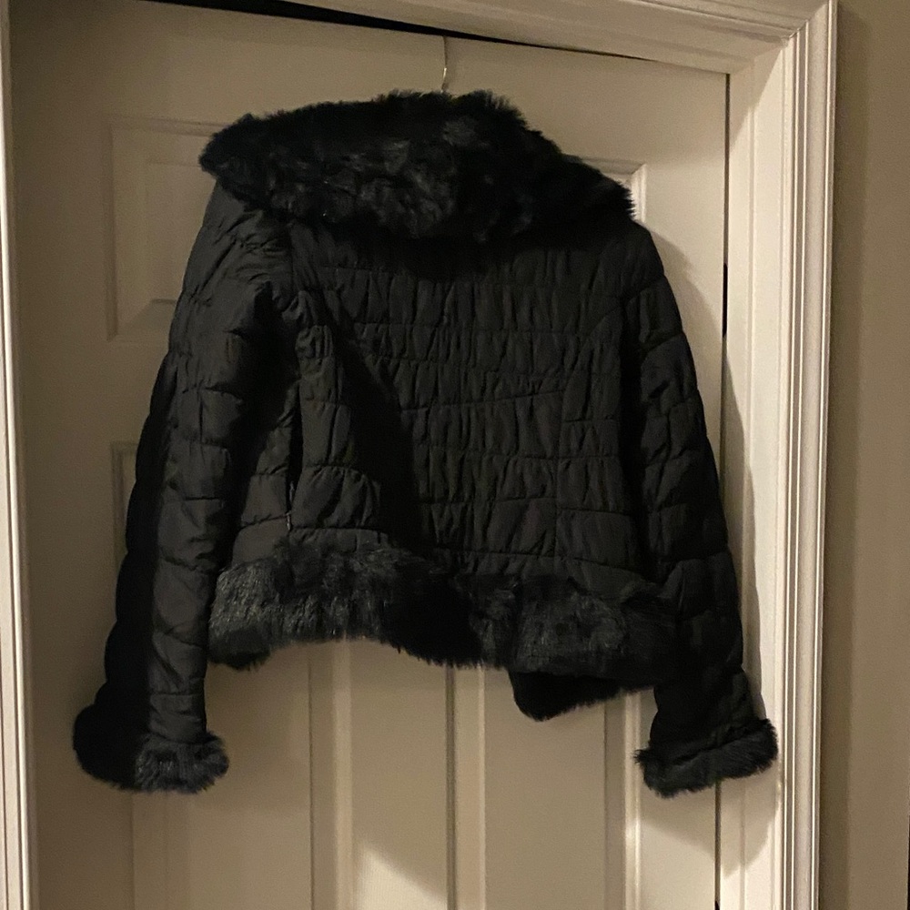 Sugarfly Quilted Heavy Cropped Jacket with Faux Fur VINTAGE - Size Small - Picture 6 of 7